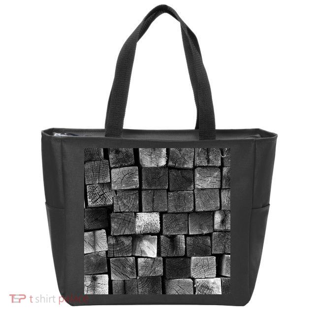 Black and white wood Bricks texture Pattern  Zip Tote Bag
