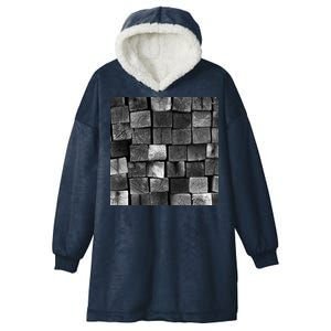 Black and white wood Bricks texture Pattern  Hooded Wearable Blanket