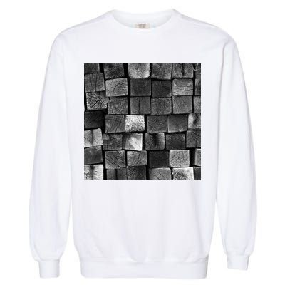 Black and white wood Bricks texture Pattern  Garment-Dyed Sweatshirt