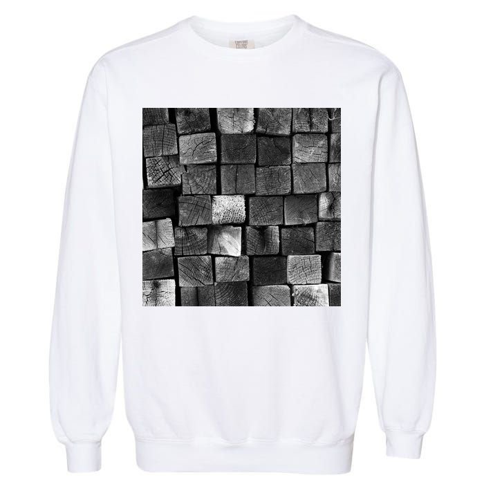Black and white wood Bricks texture Pattern  Garment-Dyed Sweatshirt