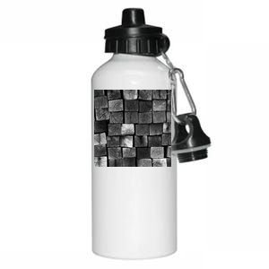 Black and white wood Bricks texture Pattern  Aluminum Water Bottle