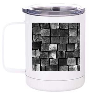 Black and white wood Bricks texture Pattern  12 oz Stainless Steel Tumbler Cup