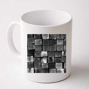 Black and white wood Bricks texture Pattern  Coffee Mug