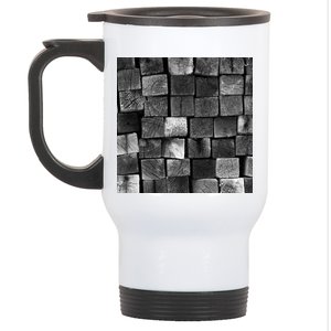 Black and white wood Bricks texture Pattern  Stainless Steel Travel Mug