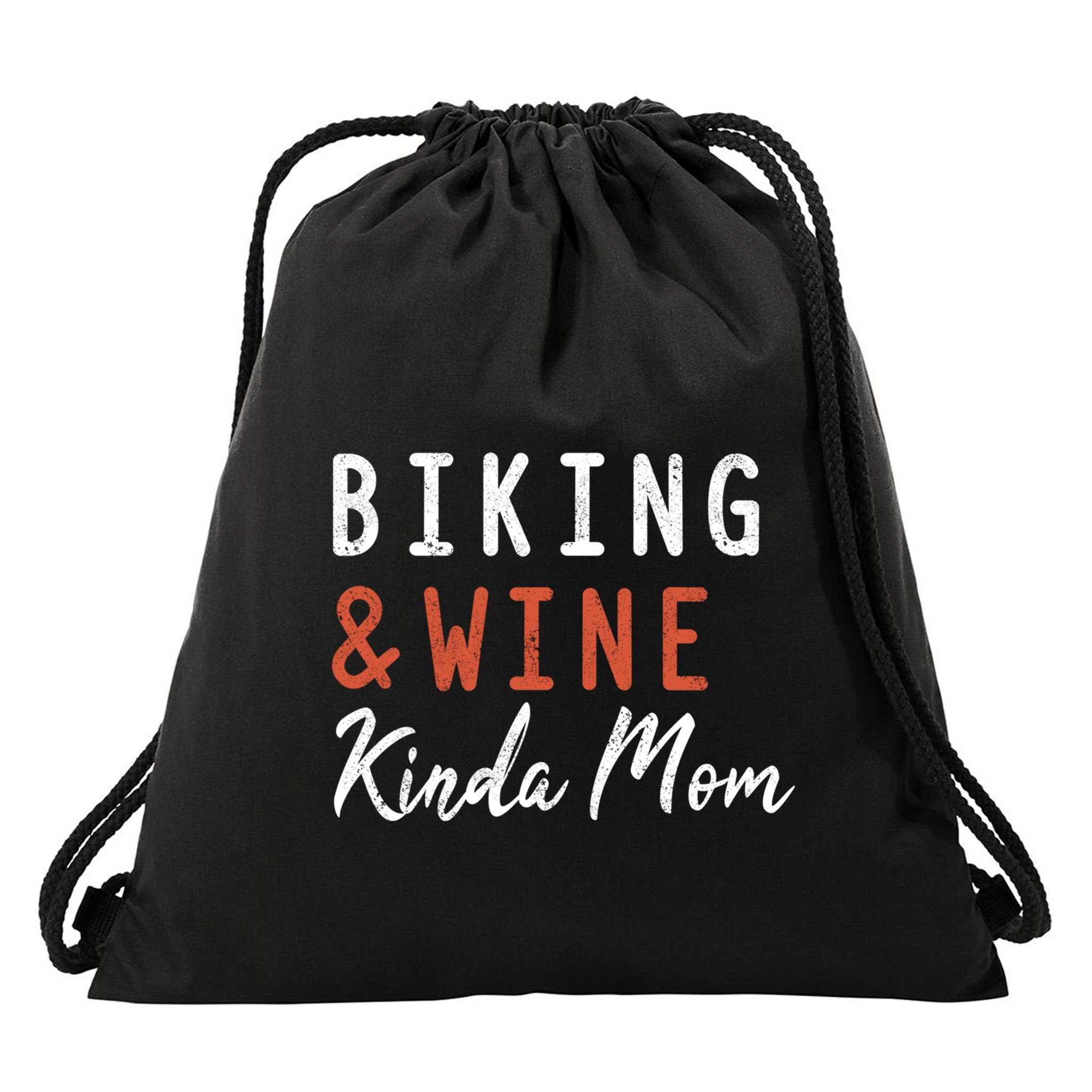 Biking And Wine Kinda Mom Mountain Bike Trails Bycicle Great Gift Drawstring Bag