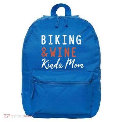 Biking And Wine Kinda Mom Mountain Bike Trails Bycicle Great Gift 16 in Basic Backpack