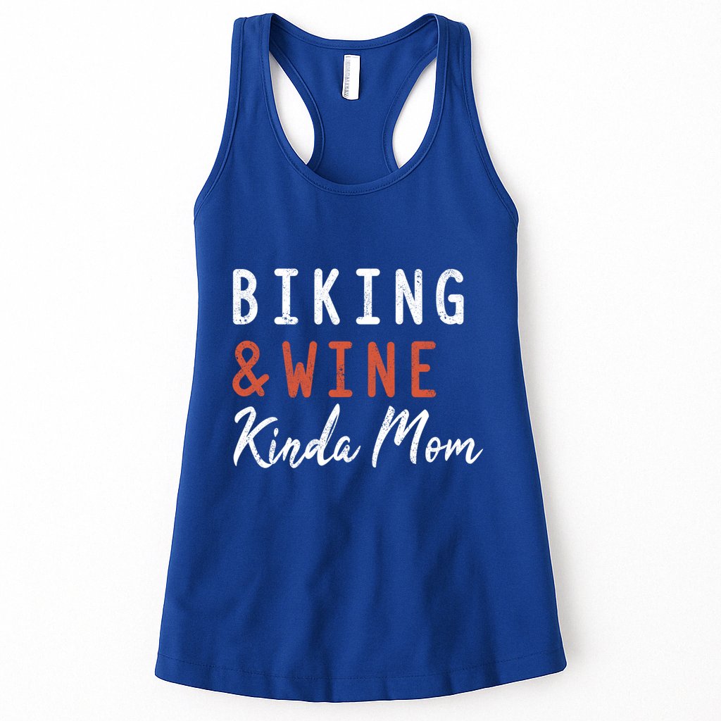 Biking And Wine Kinda Mom Mountain Bike Trails Bycicle Great Gift Womens Tank Top