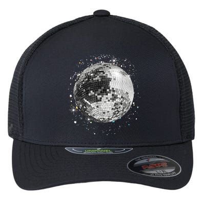 Black And White Disco Ball Club Retro Flexfit Unipanel Trucker Cap