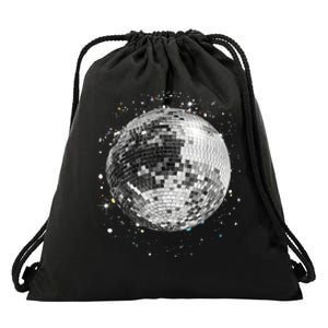 Black And White Disco Ball Club Retro Drawstring Bag