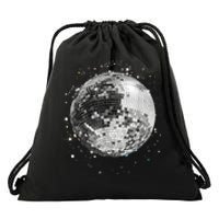 Black And White Disco Ball Club Retro Drawstring Bag