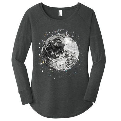 Black And White Disco Ball Club Retro Women's Perfect Tri Tunic Long Sleeve Shirt