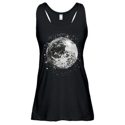 Black And White Disco Ball Club Retro Ladies Essential Flowy Tank