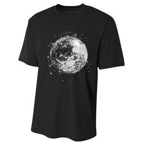 Black And White Disco Ball Club Retro Performance Sprint T-Shirt