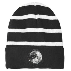 Black And White Disco Ball Club Retro Striped Beanie with Solid Band