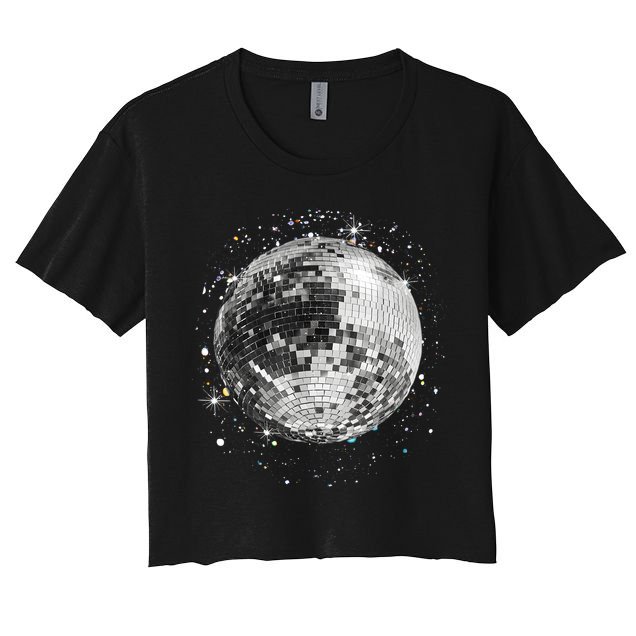 Black And White Disco Ball Club Retro Crop Top