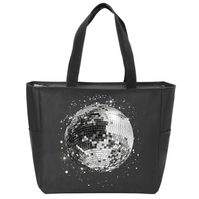 Black And White Disco Ball Club Retro Zip Tote Bag