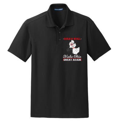 Build A Wall Make Ohio Great Again Funny State Gift Parody Dry Zone Grid Polo