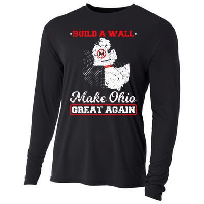 Build A Wall Make Ohio Great Again Funny State Gift Parody Cooling Performance Long Sleeve Crew