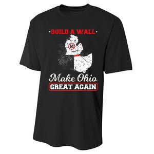 Build A Wall Make Ohio Great Again Funny State Gift Parody Performance Sprint T-Shirt