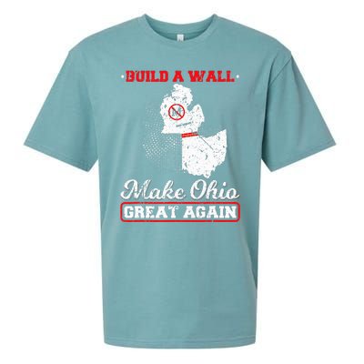 Build A Wall Make Ohio Great Again Funny State Gift Parody Sueded Cloud Jersey T-Shirt