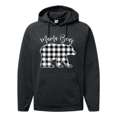 Black And White Buffalo Plaid Mama Bear Christmas Pajama Performance Fleece Hoodie