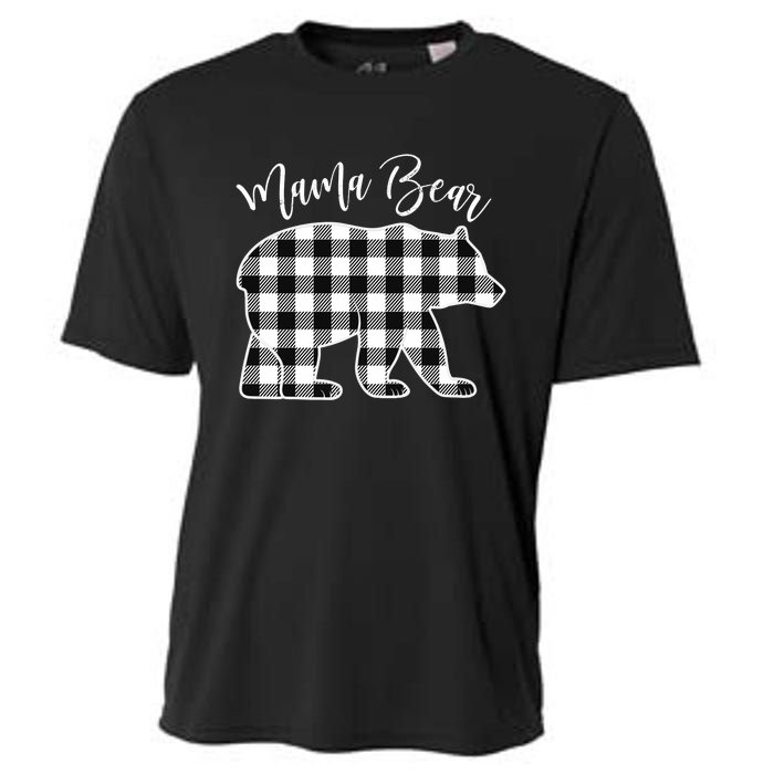 Black And White Buffalo Plaid Mama Bear Christmas Pajama Cooling Performance Crew T-Shirt