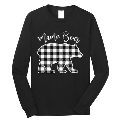 Black And White Buffalo Plaid Mama Bear Christmas Pajama Long Sleeve Shirt