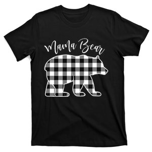 Black And White Buffalo Plaid Mama Bear Christmas Pajama T-Shirt