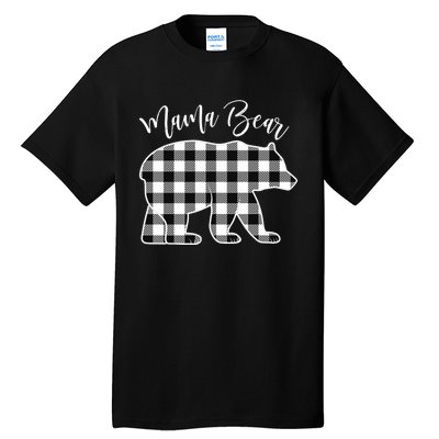 Black And White Buffalo Plaid Mama Bear Christmas Pajama Tall T-Shirt