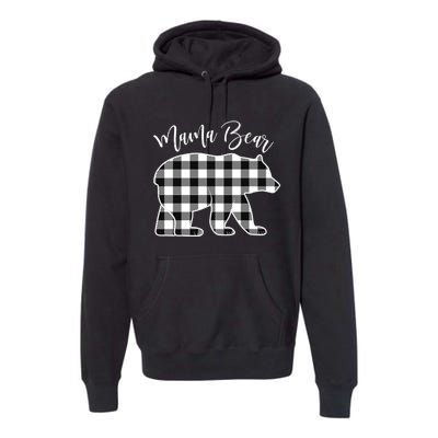 Black And White Buffalo Plaid Mama Bear Christmas Pajama Premium Hoodie