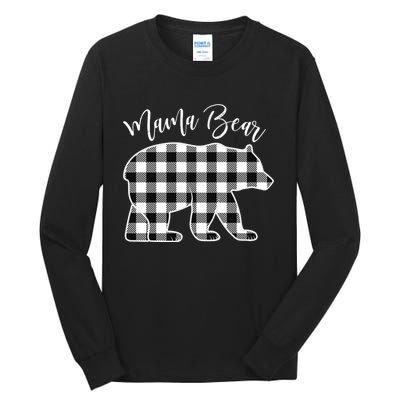 Black And White Buffalo Plaid Mama Bear Christmas Pajama Tall Long Sleeve T-Shirt