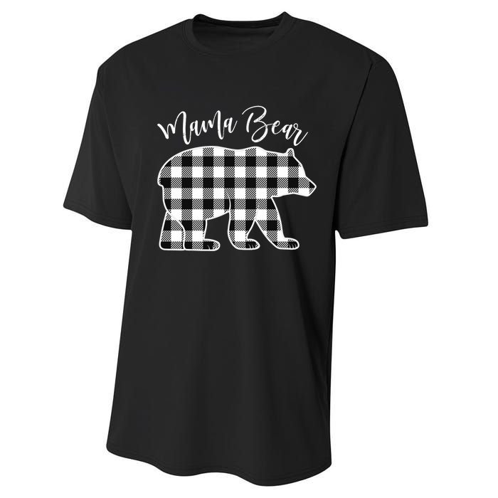 Black And White Buffalo Plaid Mama Bear Christmas Pajama Performance Sprint T-Shirt