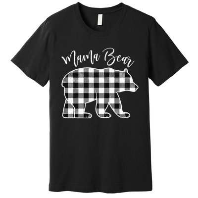 Black And White Buffalo Plaid Mama Bear Christmas Pajama Premium T-Shirt