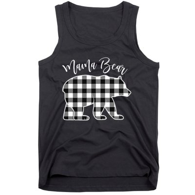 Black And White Buffalo Plaid Mama Bear Christmas Pajama Tank Top