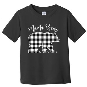 Black And White Buffalo Plaid Mama Bear Christmas Pajama Toddler T-Shirt