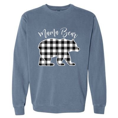 Black And White Buffalo Plaid Mama Bear Christmas Pajama Garment-Dyed Sweatshirt