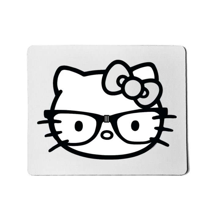 Black And White Cute Kitten Nerd Glasses Mousepad