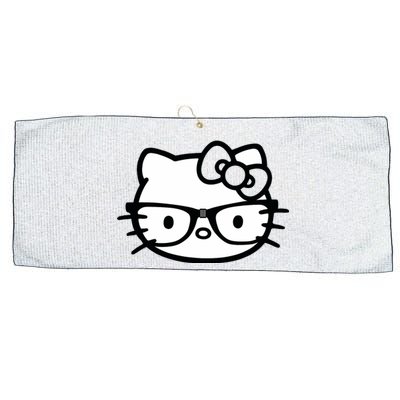 Black And White Cute Kitten Nerd Glasses Large Microfiber Waffle Golf Towel