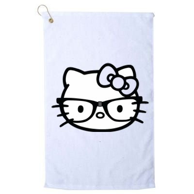 Black And White Cute Kitten Nerd Glasses Platinum Collection Golf Towel