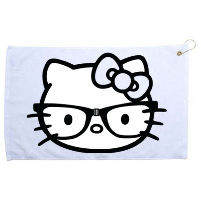 Black And White Cute Kitten Nerd Glasses Grommeted Golf Towel