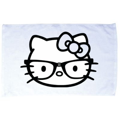 Black And White Cute Kitten Nerd Glasses Microfiber Hand Towel