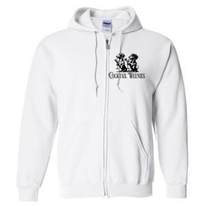 Black And White Illustration Of Two Anthropomorphic Dachshunds Standing Upright Full Zip Hoodie