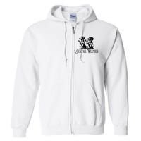 Black And White Illustration Of Two Anthropomorphic Dachshunds Standing Upright Full Zip Hoodie