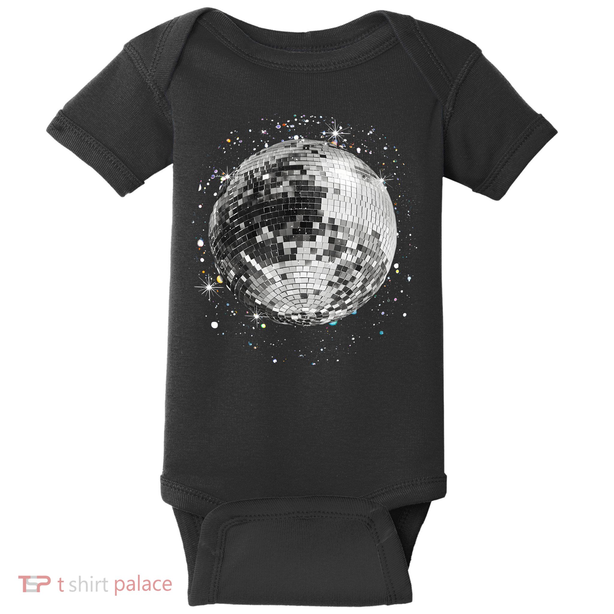 Black And White Disco Ball Club Retro Baby Bodysuit