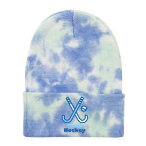 Blue And White Field Hockey Sticks Ball Meaningful Gift Tie Dye 12in Knit Beanie