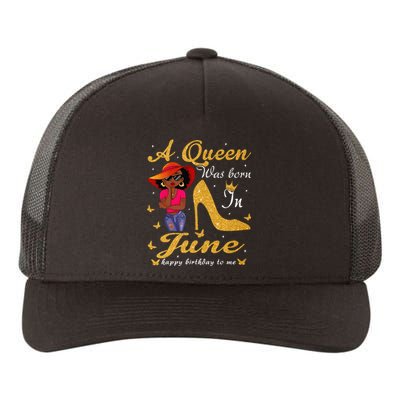 Birthday Afro Wo Sun Hat A Queen Was Born In June Yupoong Adult 5-Panel Trucker Hat