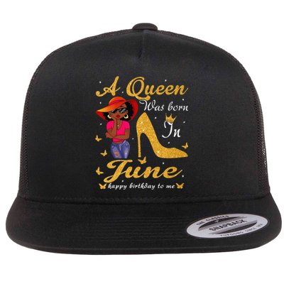 Birthday Afro Wo Sun Hat A Queen Was Born In June Flat Bill Trucker Hat