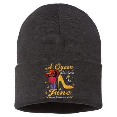 Birthday Afro Wo Sun Hat A Queen Was Born In June Sustainable Knit Beanie