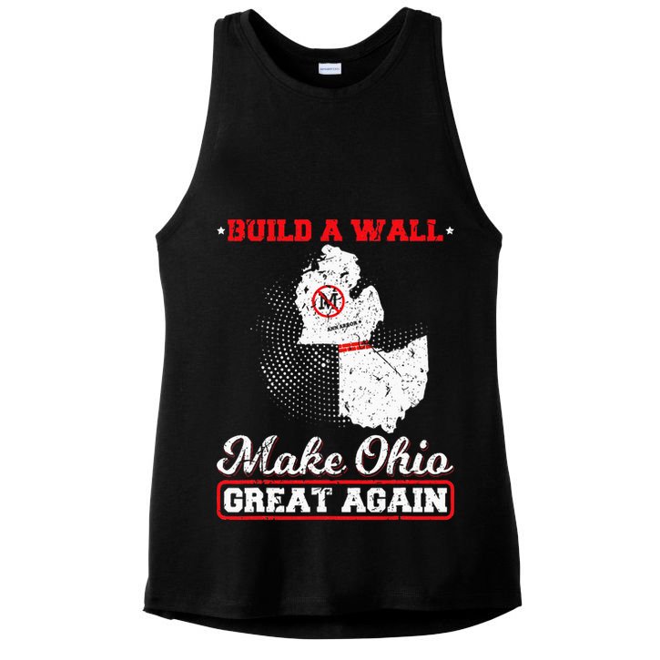 Build A Wall Make Ohio Great Again Funny State Gift Parody Ladies PosiCharge Tri-Blend Wicking Tank