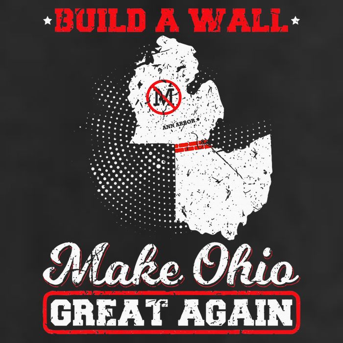 Build A Wall Make Ohio Great Again Funny State Gift Parody 7 Panel Mesh Trucker Snapback Hat
